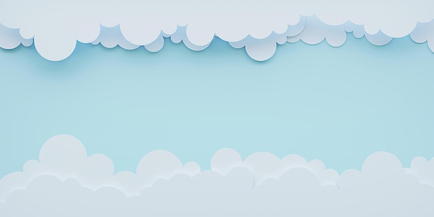 Sky and clouds background mid day stomach paper cut art 3D illustration