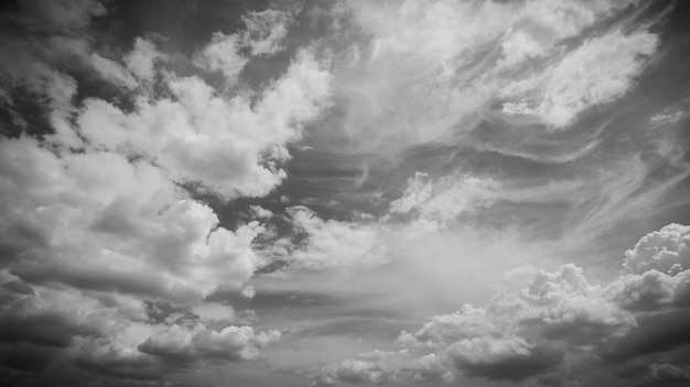 Sky and clouds in black and white colors