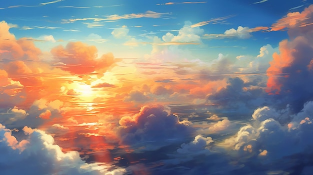 The sky above the clouds is a painting by person