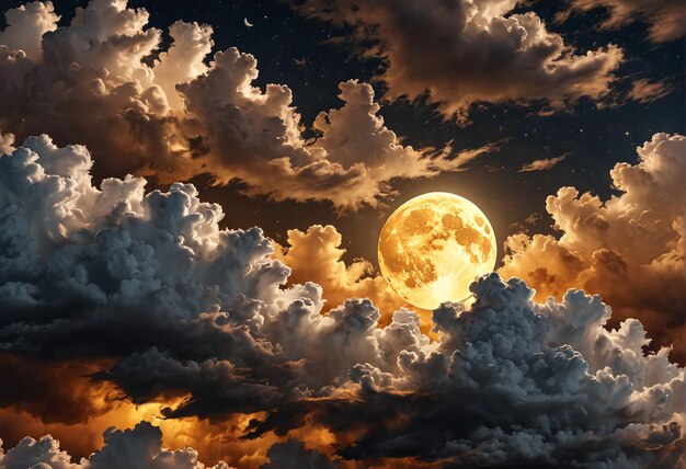 Photo sky clouds texture background pattern a full moon in the sky with clouds