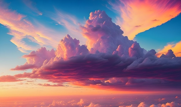 Sky and clouds with beautiful flashy colors fantasy style ai generated