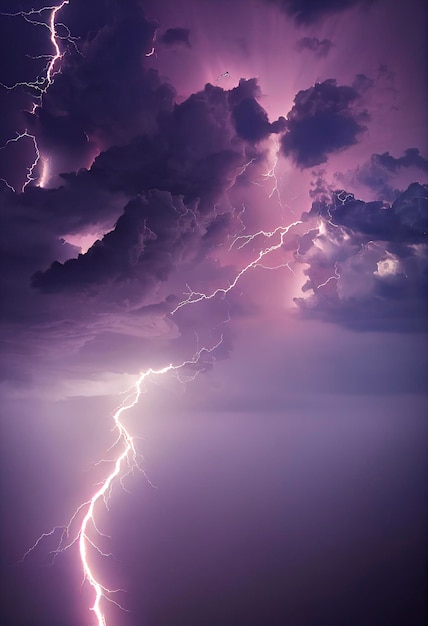 Sky and clouds with lightning.