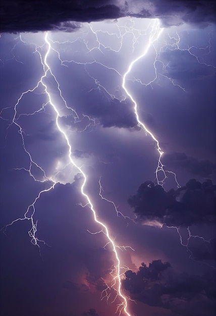 Sky and clouds with lightning.