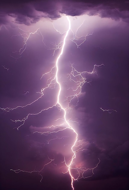 稲妻のある空と雲。