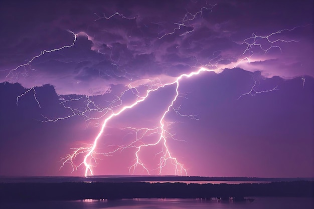 稲妻のある空と雲。