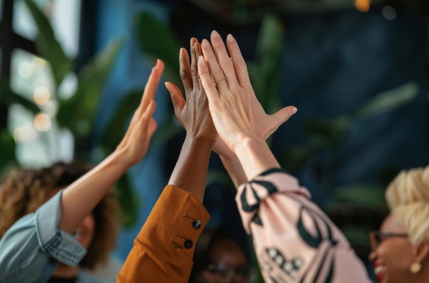 Sky hands and people together for support or prayer group solidarity and community bonding with