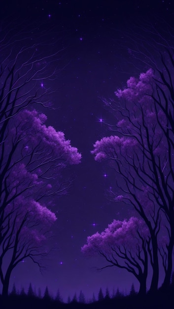 The sky is purple and the stars are purple