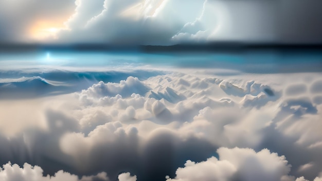 鳥の目から見た雲の空の風景 デジタル・クリエイティブ・デザイナー アート・AIイラスト