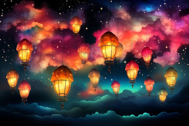 sky lantern illustration