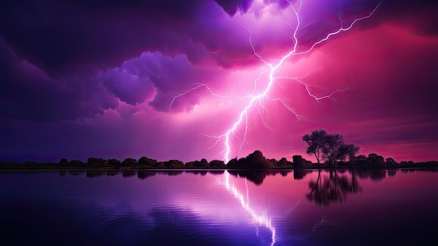 Photo sky lightning pink