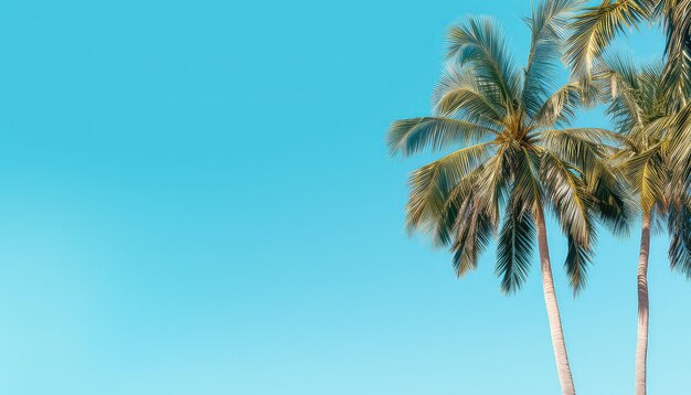 Sky and palm tree on summer background on the beach