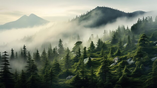 スカイピークの植物の霧の風景