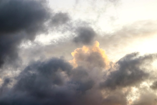 Sky and rain cloud background with sunlight