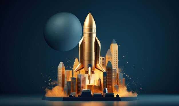 sky rocket op het concept van kleine bedrijven met een vergrote