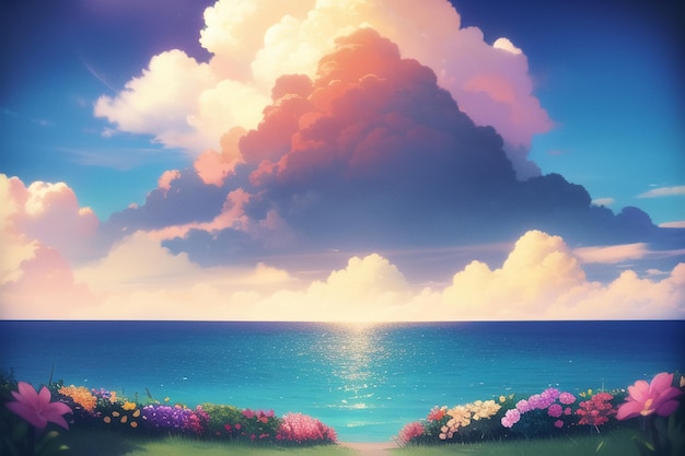 The sky above the sea