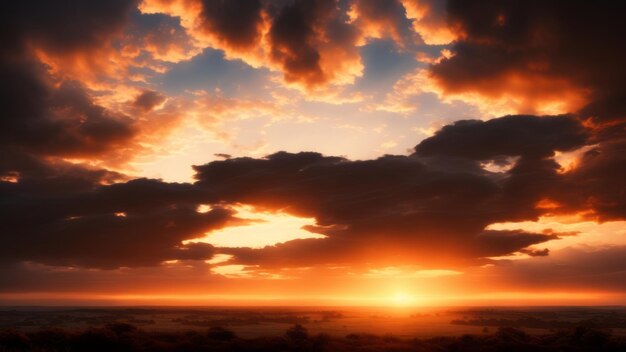 Foto cielo tramonto sopra le nuvole ai generato