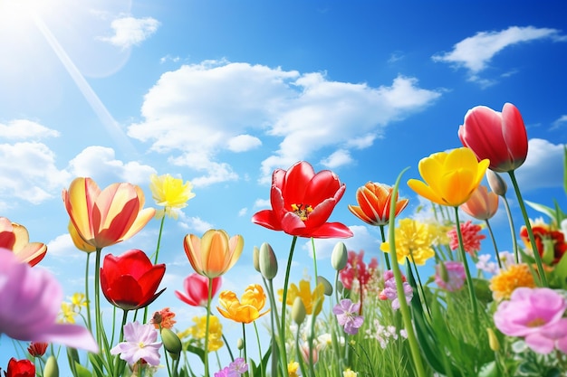 Sky Over Vibrant Tulip Fields