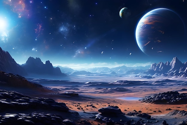 Вид на небо с инопланетной планеты.