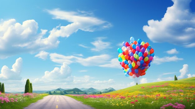 Photo sky with balloons background