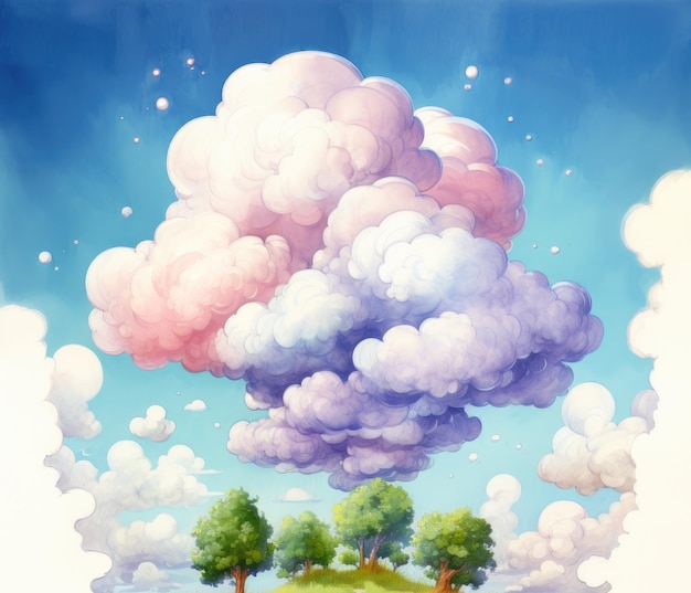 Photo sky with clouds and trees