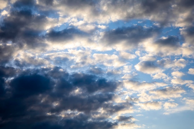 Sky with dark gray clouds before rai