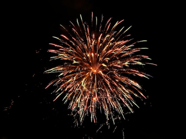 Sky with fireworks at night