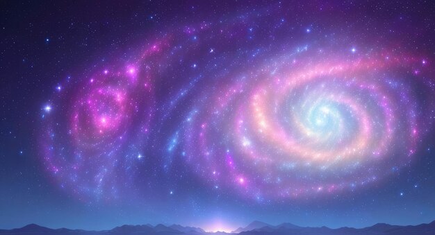 写真 銀河星のネオンの空の景色
