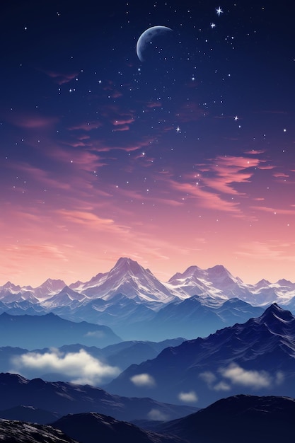 Sky with a mountain in the background AI generative