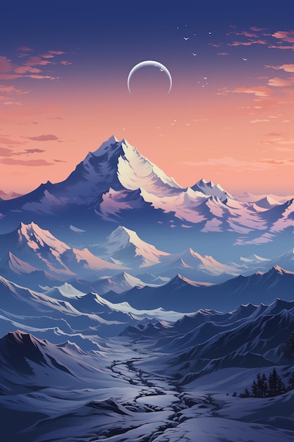 Sky with a mountain in the background AI generative