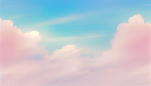 Sky with soft clouds in pastel tone for backgrounds Generative Ai