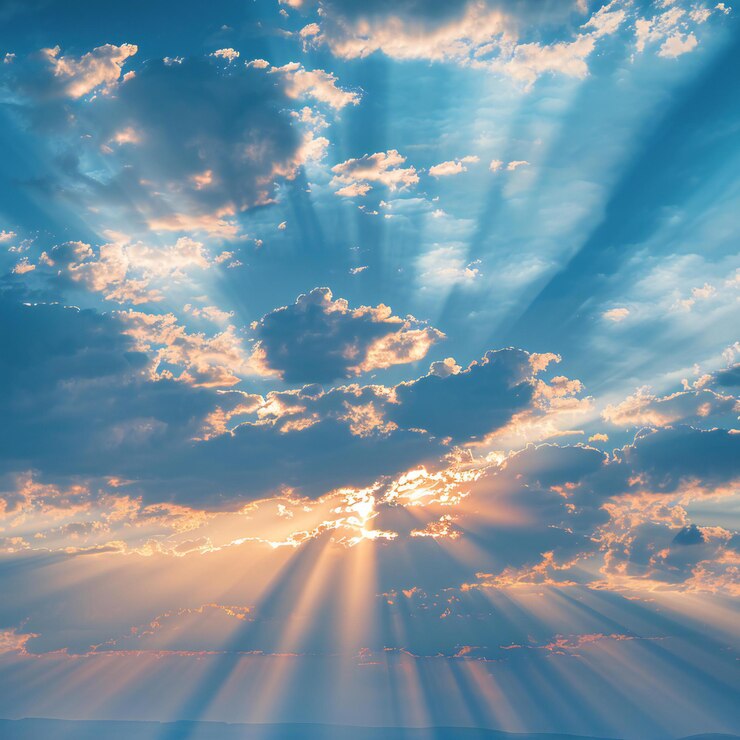 Photo a sky with the sun shining through the clouds