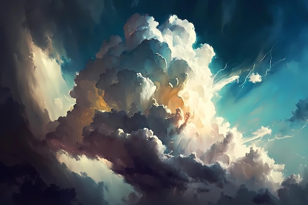 Sky with thunderous clouds Generative ai design