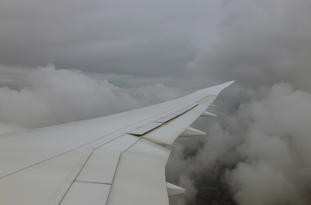 Sky with white cloudy that from airplane clouds plane wing