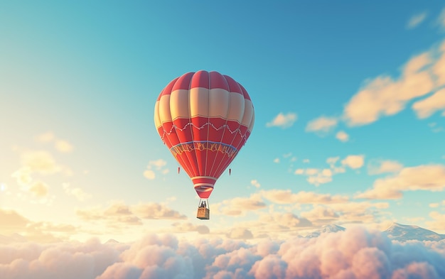 Skybound Elegance geïsoleerde luchtballon op witte achtergrond