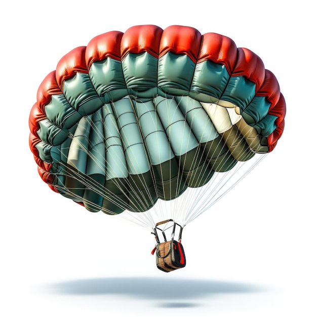 a skydiver flying with an open parachute isolated