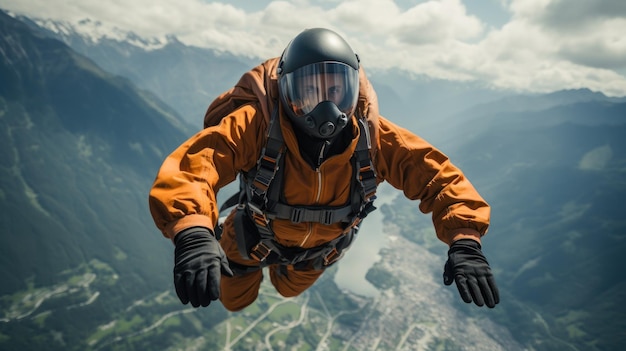 空のスカイダイバーが高さでジャンプした生成AI