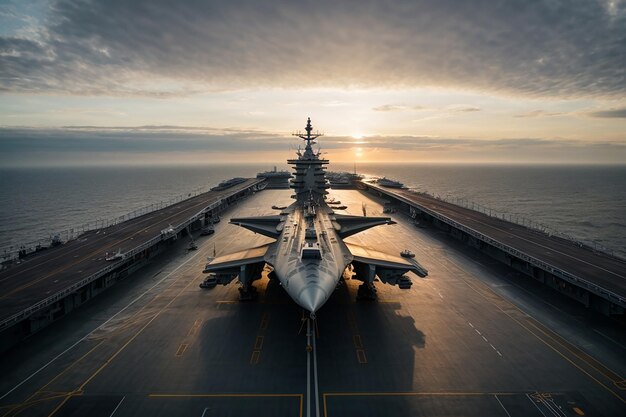 Photo skyhigh to advanced controls beholding the innovative evolution of futuristic aircraft carriers