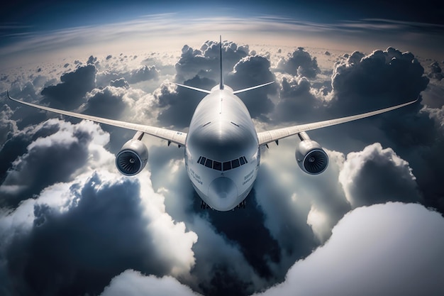 Skyhigh perspectives capturing the beauty of planes in the clouds AI generated