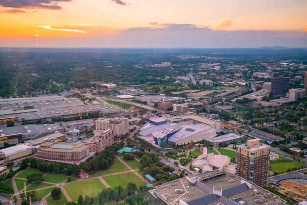 Skyline of Atlanta city at sunset