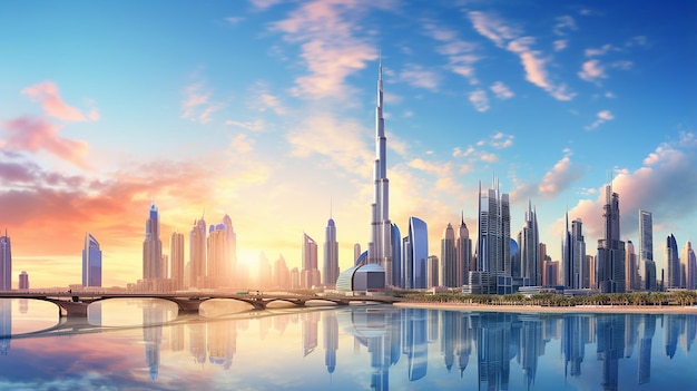 skyline of downtown Dubai city with Syeikh Zayed road