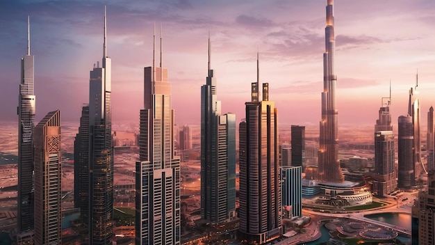 Skyline of dubai downtown the united arab emirates