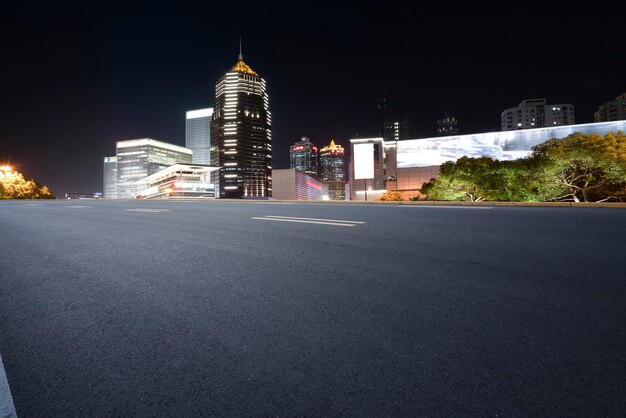 Skyline of Highway Pavement and Shanghai Architectural Landscape