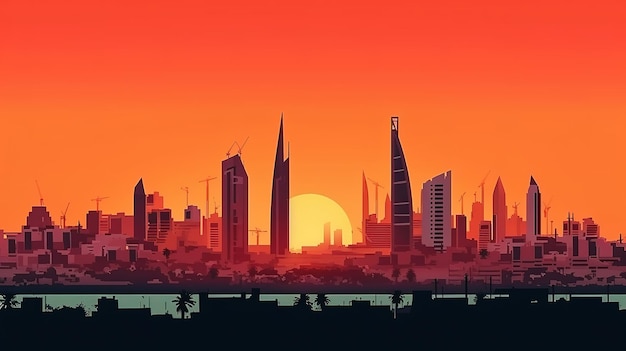 Skyline of Manama Central Business District The Kingdom of Bahrain Generative Ai