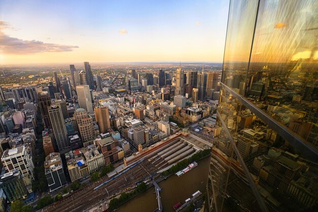 Photo the skyline of melbourne photographed from the skydeck