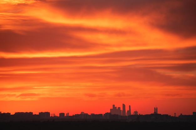 Skyline of Moscow city at sunset Russia
