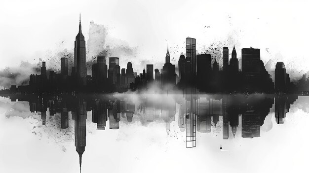 Photo skyline of new york city modern illustration