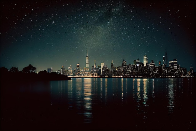 Skyline of New York city at night