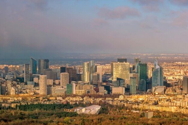 Skyline of Paris in France from top view