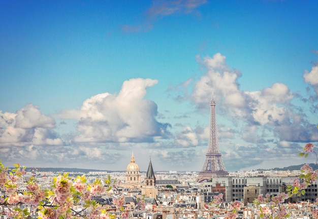 Skyline of Paris with eiffel tower