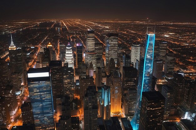 Skyline stad nacht verlicht ons grote steden New York